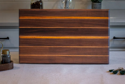 Large Premium Handcrafted Walnut, Oak & Canary Edge Grain Cutting & Serving Board