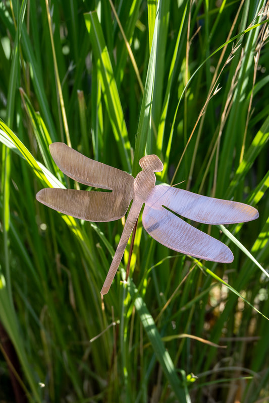 Copper Dragonfly Garden Stake