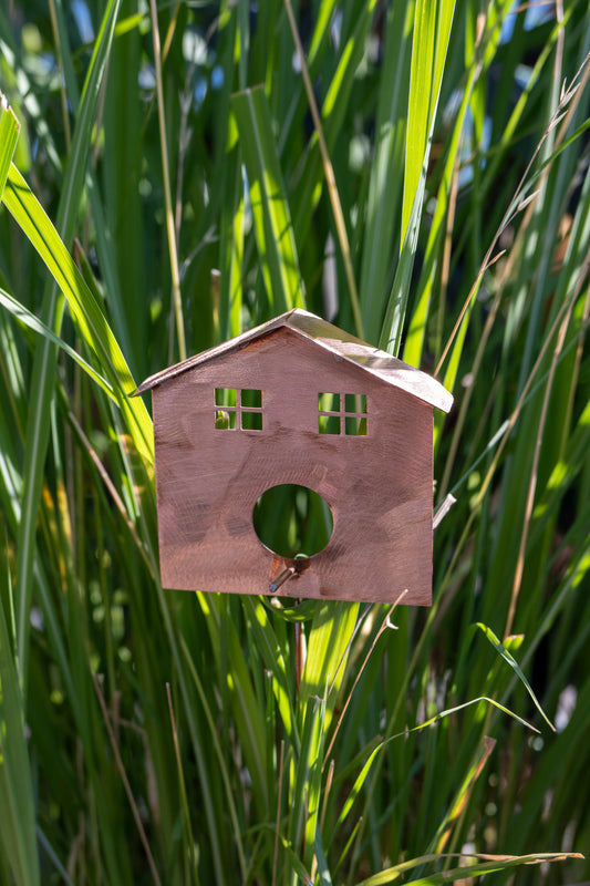 Copper Bird House Garden Stake