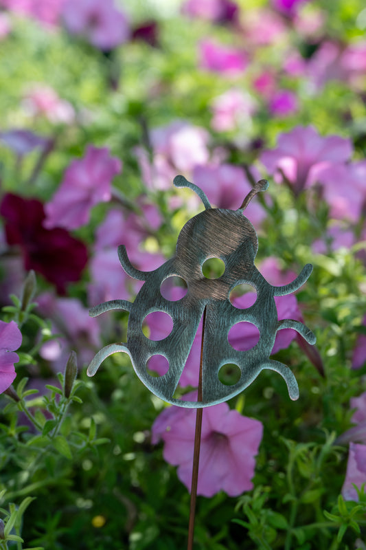 Copper Lady Bug Garden Stake