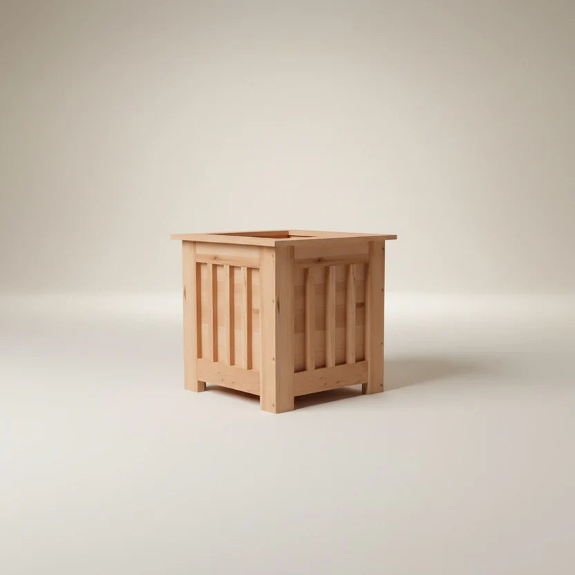 Handcrafted Short Cedar Slat Planter Box