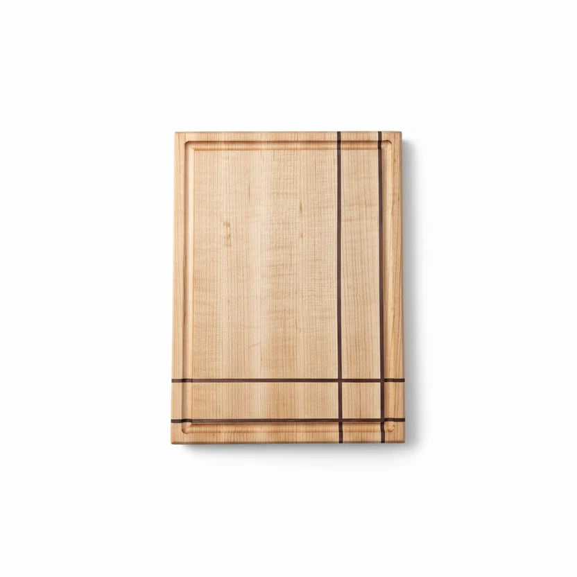 Handcrafted Maple Cutting & Serving Board with Walnut Accent Inlays