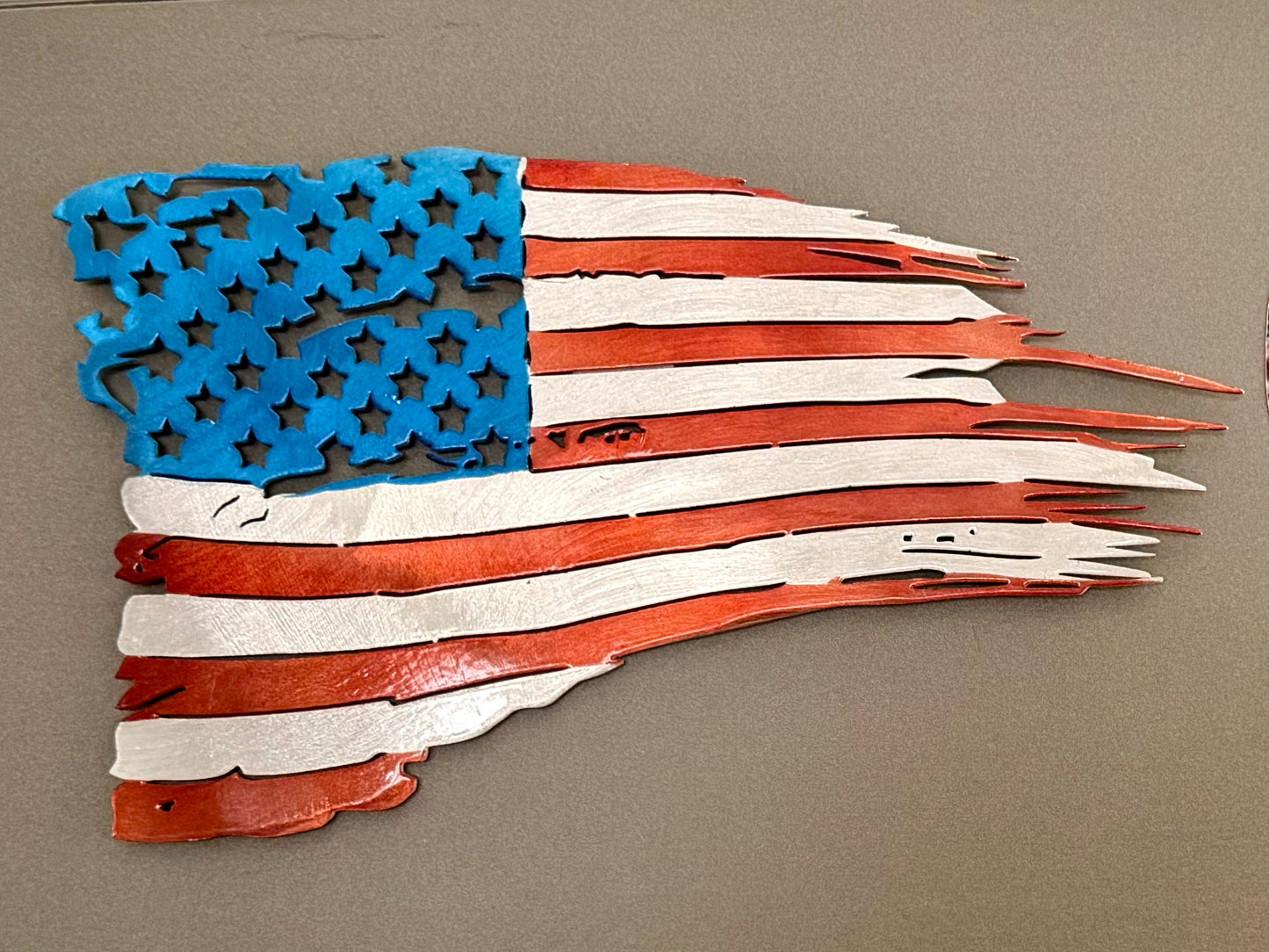 Distressed Metal American Flag Magnet
