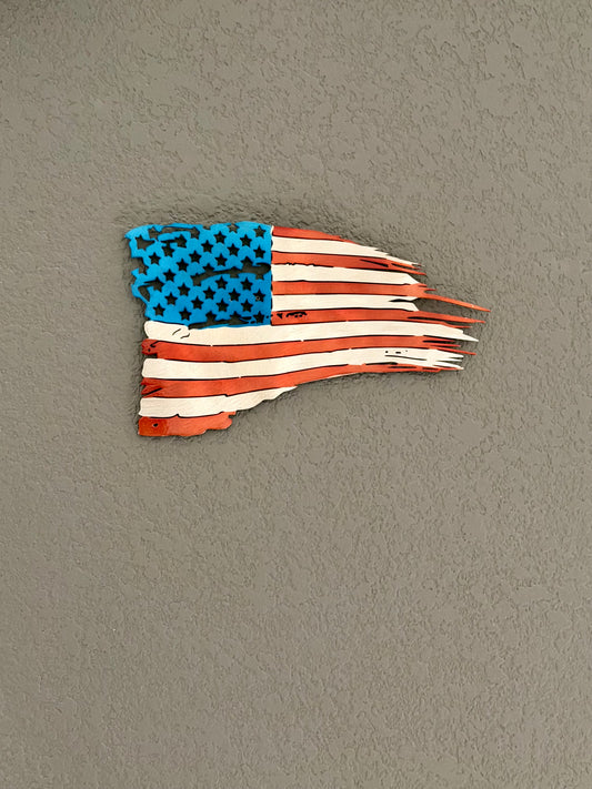 Distressed Metal American Flag Magnet