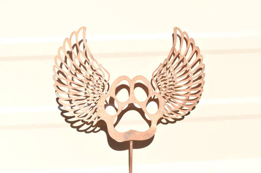 Copper Paw With Wings Garden Stake