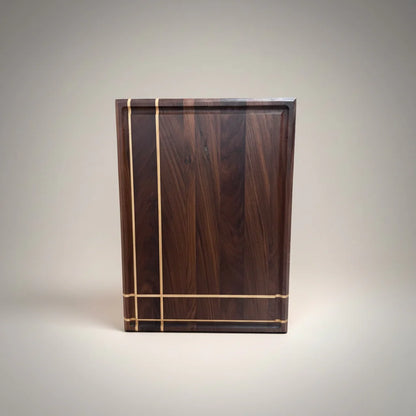Handcrafted Walnut Cutting & Serving Board with Maple Accents – Light Walnut