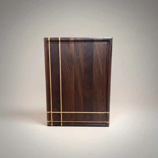 Handcrafted Walnut Cutting & Serving Board with Maple Accents – Light Walnut