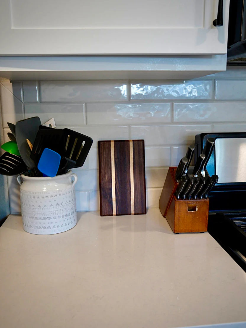 Mini Handcrafted Walnut & Maple Edge Grain Cutting & Serving Board
