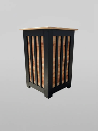 Handcrafted Tall Cedar Slat Planter with Modern Black Accents
