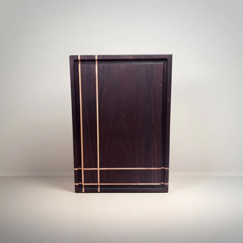 Handcrafted Walnut Cutting & Serving Board with Maple Accent Inlays - Dark Walnut