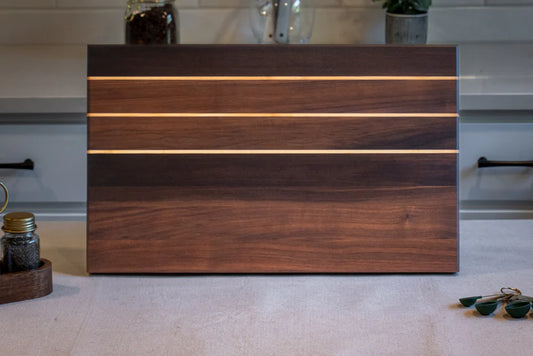 Large Premium Walnut Edge Grain Cutting & Serving Board with Maple Stripes