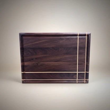 Handcrafted Walnut Cutting & Serving Board with Maple Accents – Light Walnut
