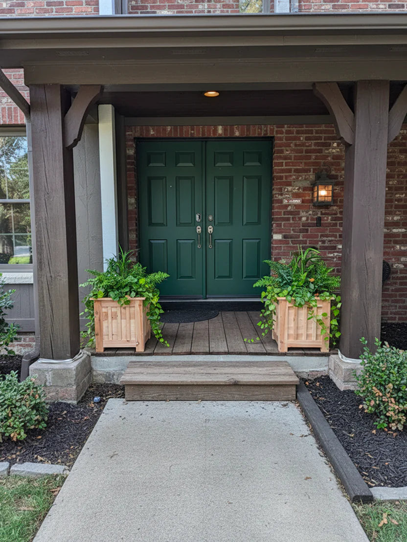 Handcrafted Short Cedar Slat Planter Box