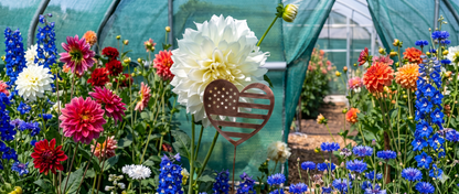 Copper American Heart Garden Stake