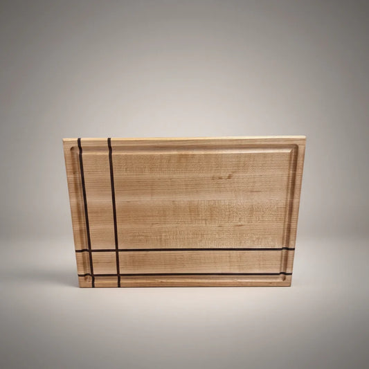 Handcrafted Maple Cutting & Serving Board with Walnut Accent Inlays
