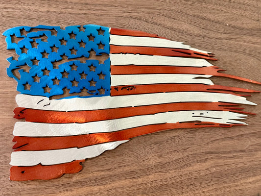 Distressed Metal American Flag Magnet