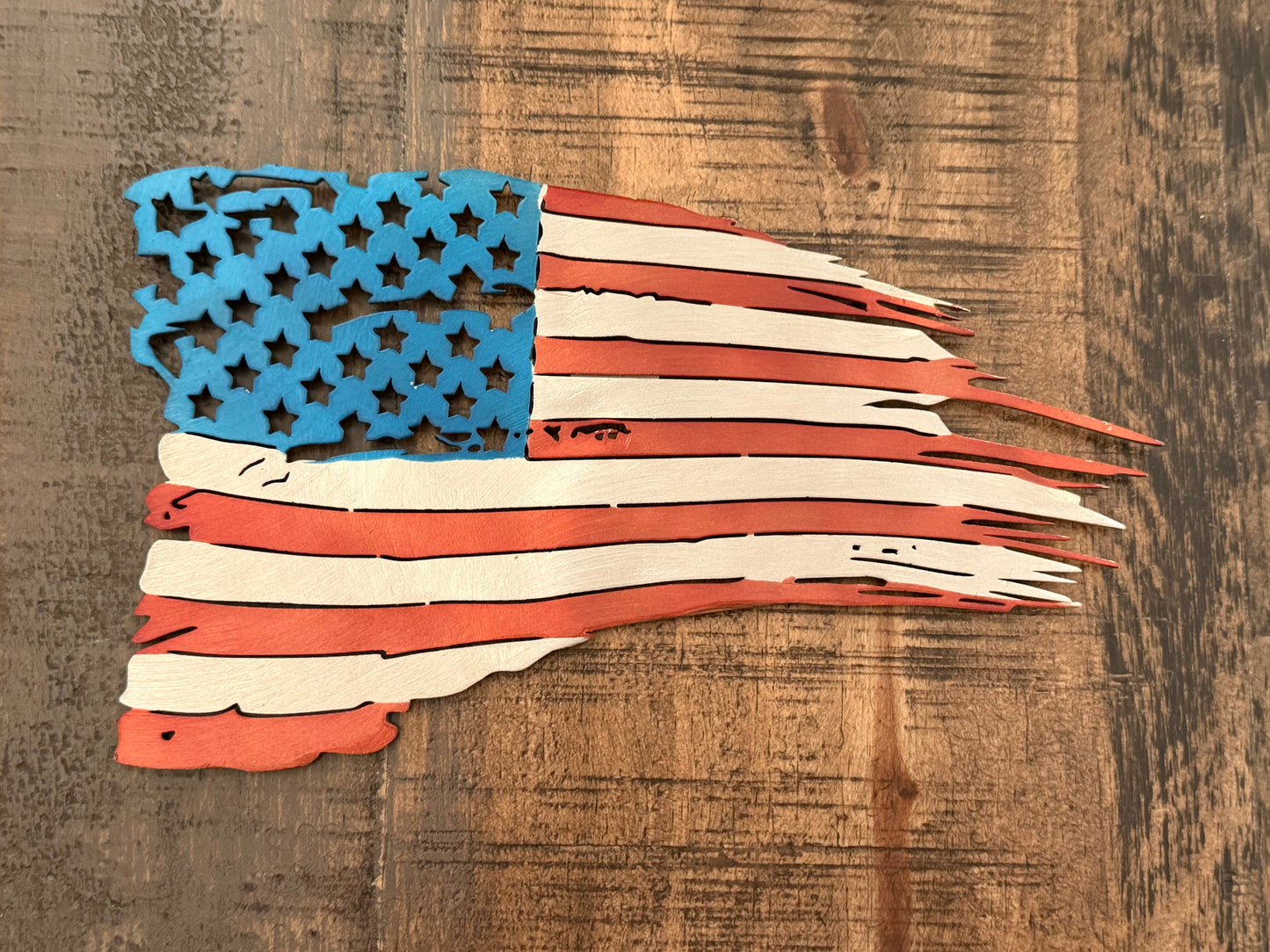 Distressed Metal American Flag Magnet