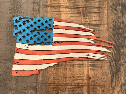 Distressed Metal American Flag Magnet
