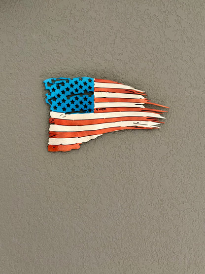 Distressed Metal American Flag Magnet