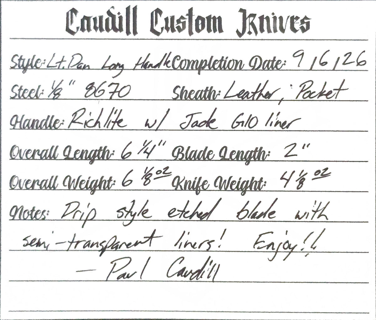 L.T, Dan Long Handle - 3 Available Options